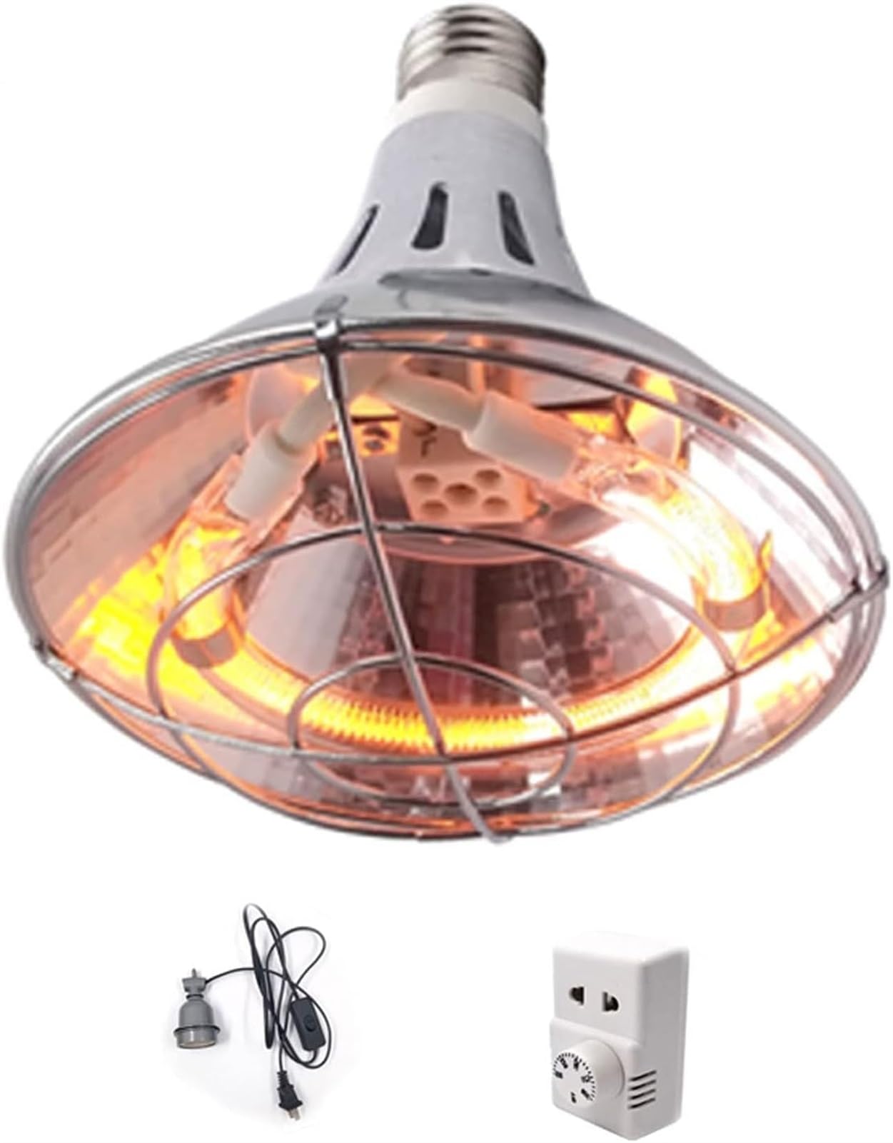 NEZIH Brooder lampa grzewcza dla szczeniaków, utrzymująca ciepło lampa dla kurnika, regulowana temperatura, oświetlenie grzewcze, na zimę, ze stopu aluminium, abażur + 100 ~ 300 W żarówka cieplna na
