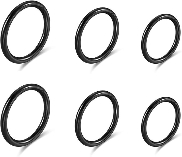 JSDDE 16G Stainless Steel Hinged Clicker Earrings Nose Clicker Ring Hoop Septum Lip Tragus Earring Cartilage Helix Piercing 8mm 10mm 12mm