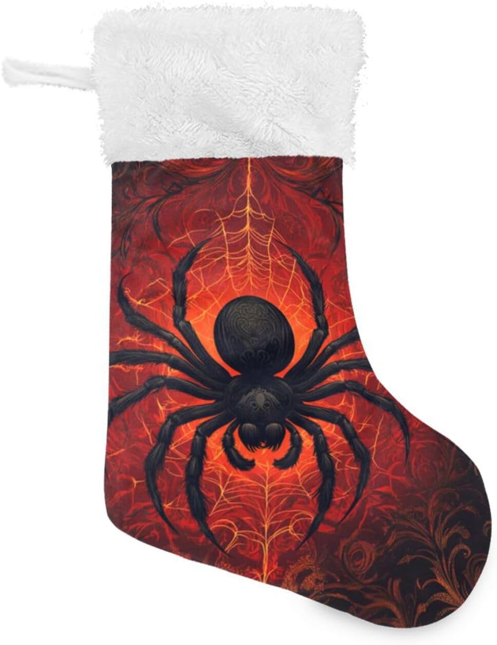 Caikeny Christmas Stockings Red Spider Halloween Cobweb Christmas Presonalized Large Stocking Sock Set of 1 Candy Bag Xmas Party Decor Family Holiday Gift 18 in