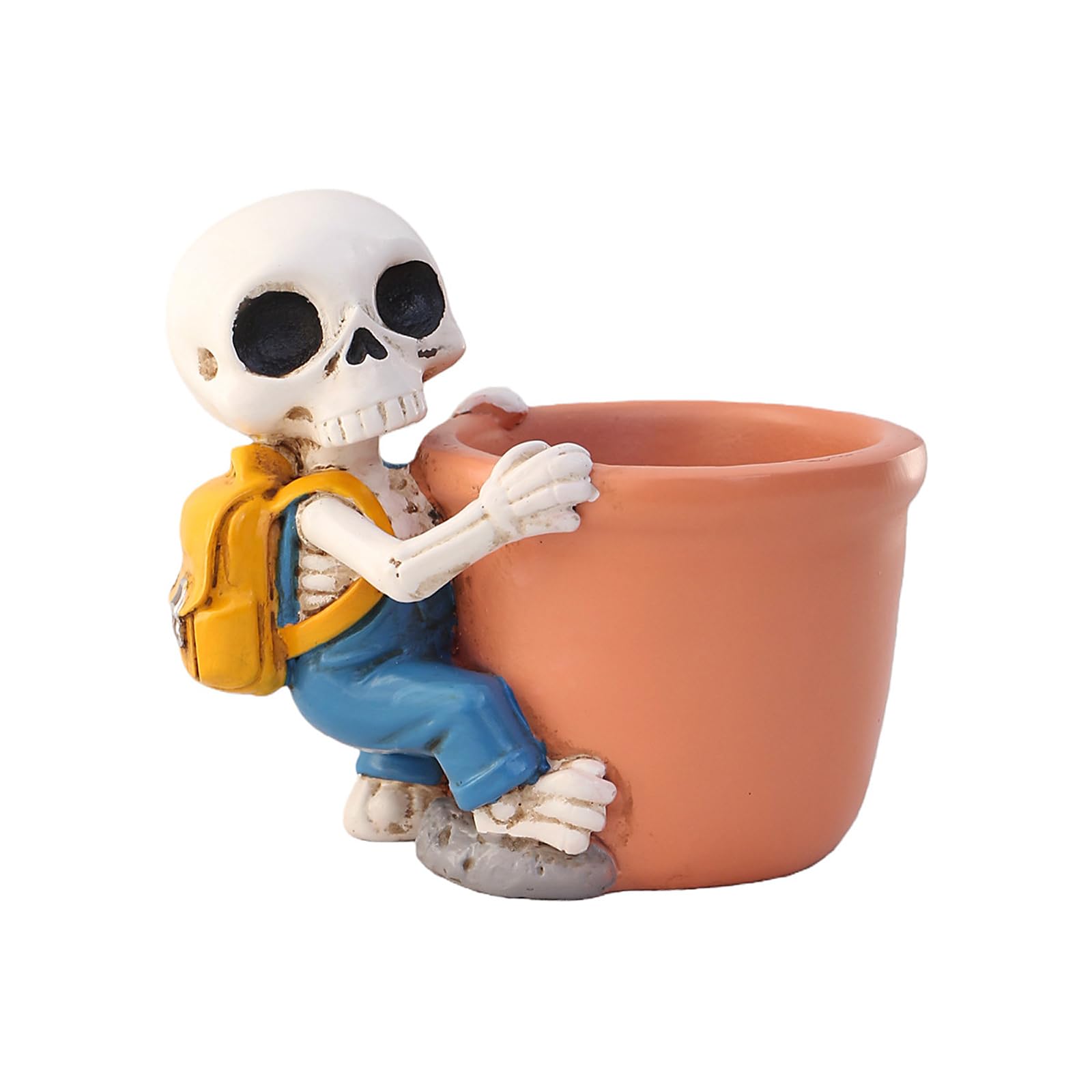 HZGFNBZ Miniature Skull Backpack Planter Container Designed for Cactuses and Small Plant Resin Materials for Indoor Outdoor Use Thin Resin Flower Pots