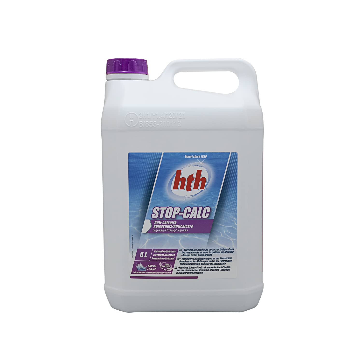 HTH Stop-Calc Liquide - 5L | Anti-Calcaire - Séquestrant Calcaire + 10 Tests HPS OFFERTS 6 en 1