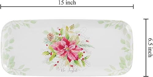 Miniatura 3 de UP ware Bandeja rectangular de melamina de 15 pulgadas, bandeja de alimentos sin BPA (Joyful Holiday)