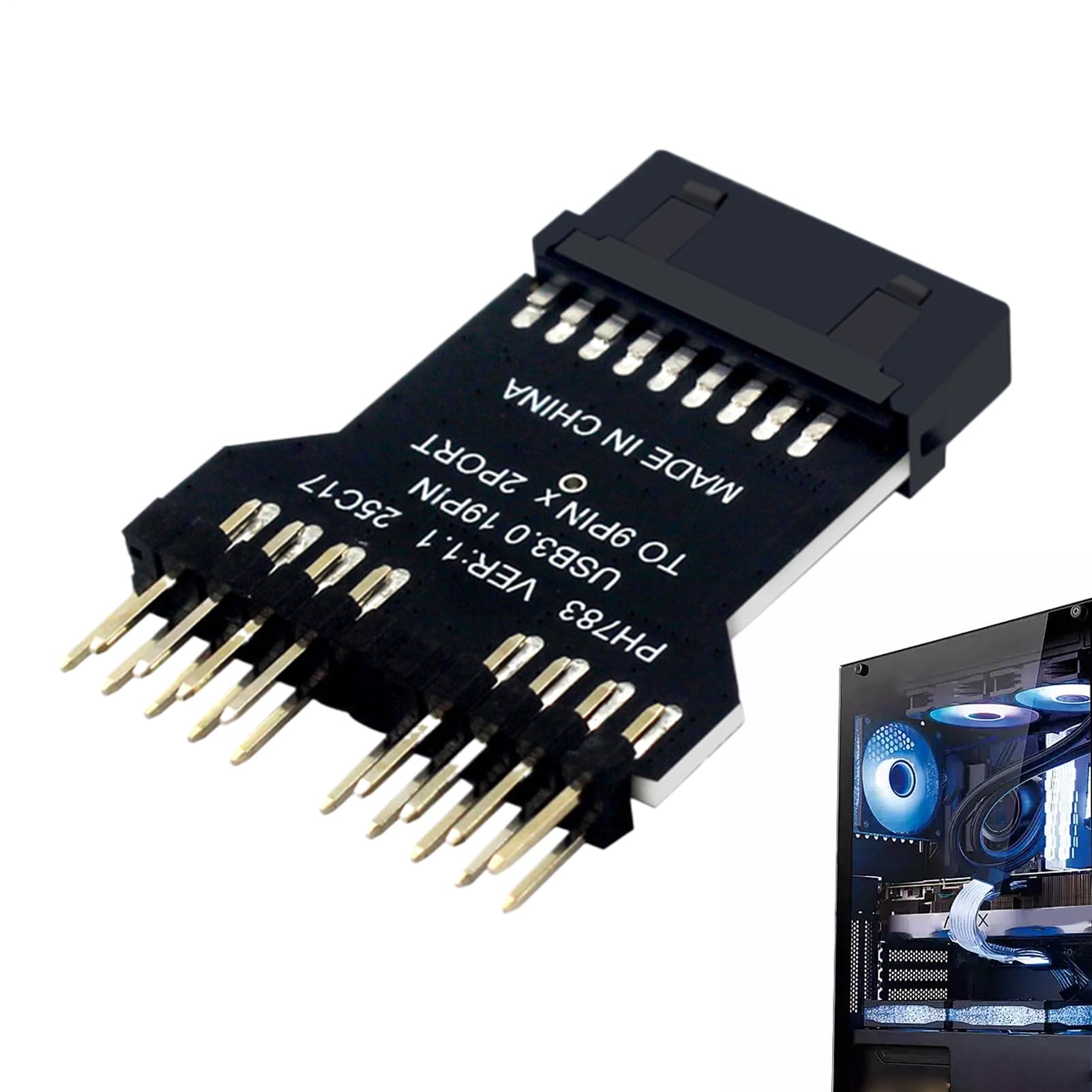 Motherboard Expansion Header, 19 Pin USB 3.0 to Double 9 Pin USB 2.0 Front Panel Socket Adapter Card, Port Multiplier, HUB Connector Adapter For Water Cooling Equipment