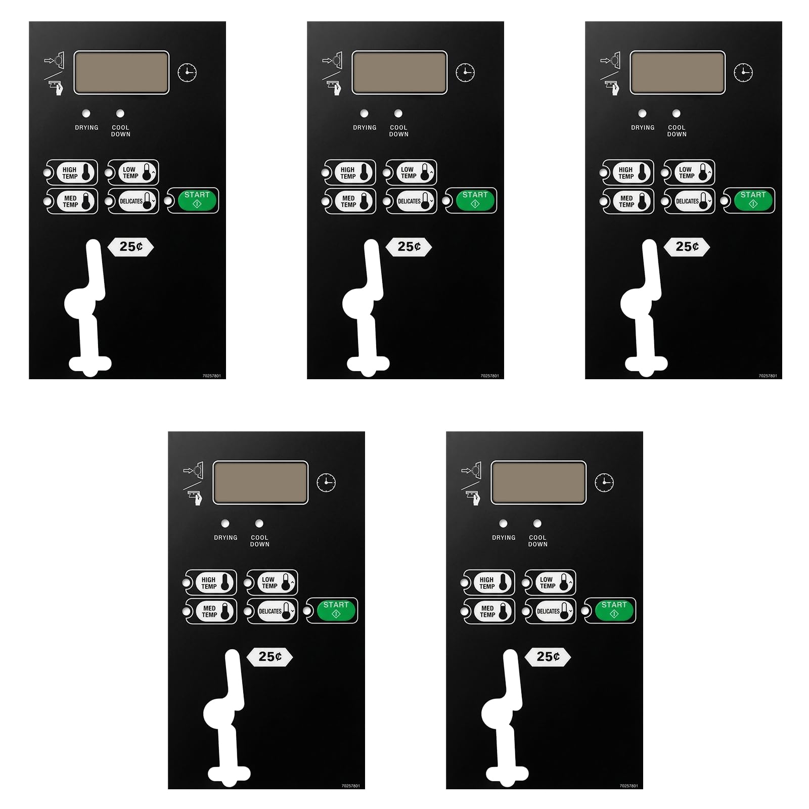 5 Pack 70257801 Touchpad Control Panel for Speed Queen Dryer STT30 SQ BC/BX Text Stock Replacement