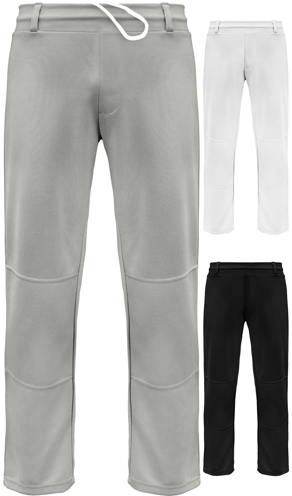 Youth Baseball Pants - No Fly w/Belt Loops (Grey, Youth Large)