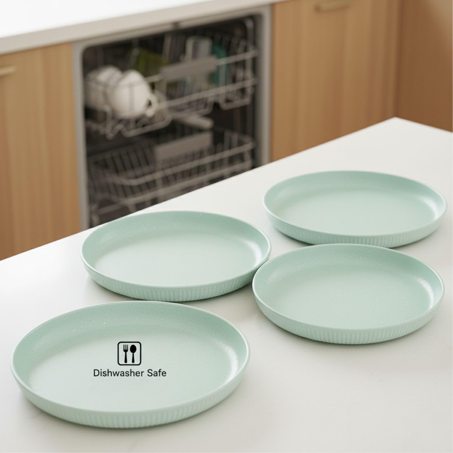 Wheat Straw Dinner Plates Set of 4 | Lightweight Unbreakable Kitchen Plates | Reusable Eco-Friendly BPA Free | Microwave & Dishwasher Safe Plates for Dining, Serving & Everyday Use — Amazon image 5