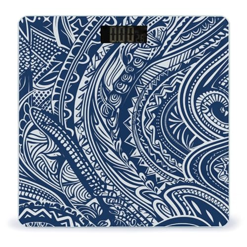 Báscula Digital para Baño con Diseño Azul Polinesio y Vidrio Templado miniatura 1