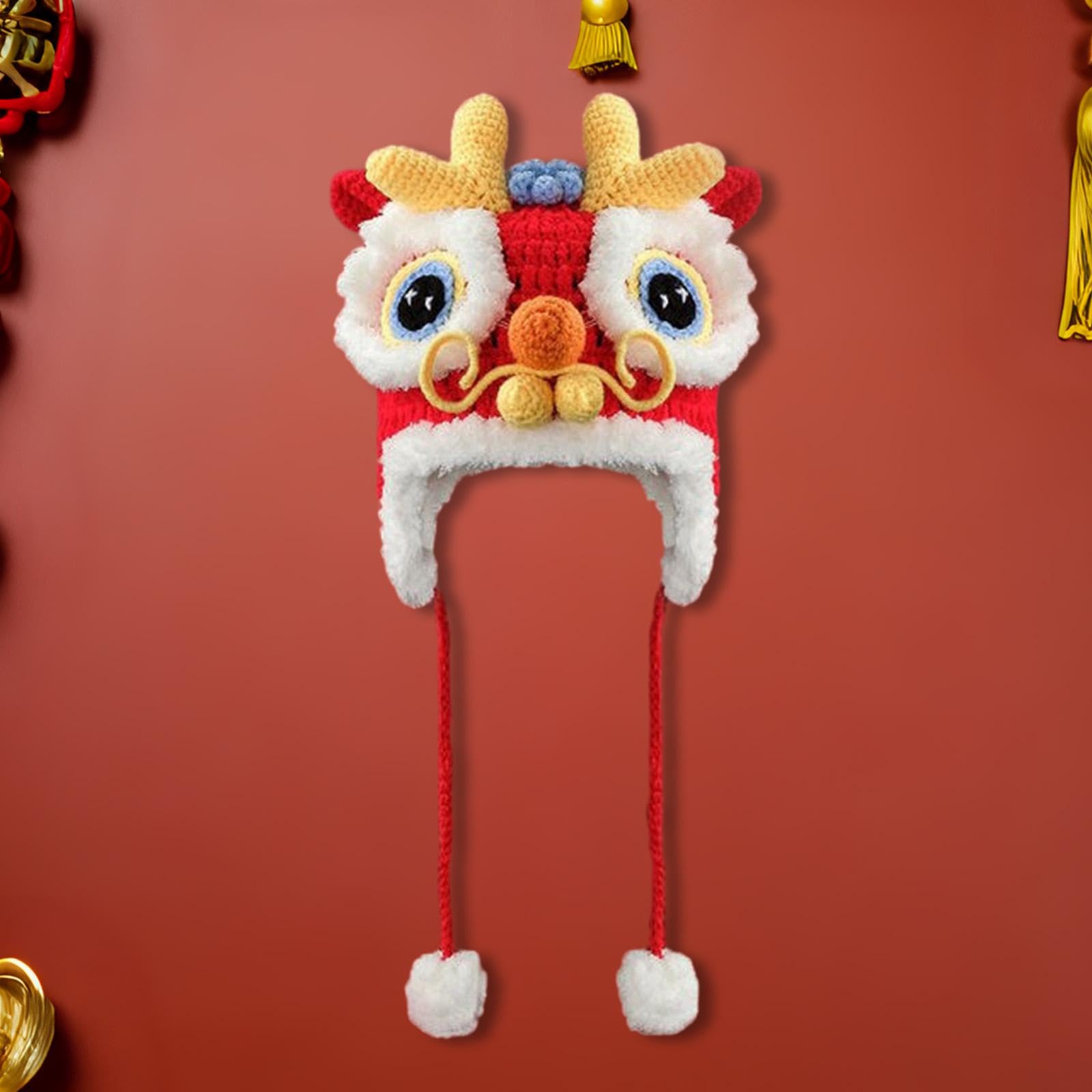 Cappello a Forma di Drago Cinese, Cappello con Motivo Animale, Cappello Invernale Caldo per Vacanze, Capodanno, Compleanno