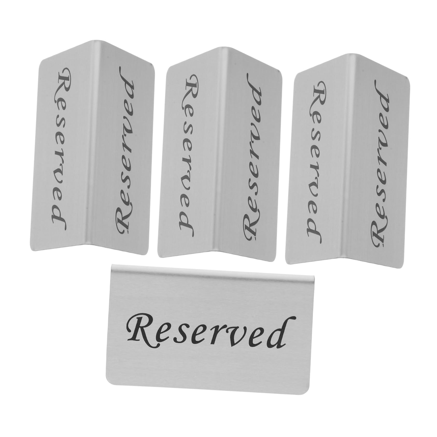 PRETYZOOM 4Pcs Stainless Steel Reserved Signs for Wedding Party Freestanding Table Card Sign Modern Design Reserved Table Sign for Events and Concise Display and Stable