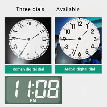 LED Projection Clock, 180 Rotatable Projector Clock, Projection Ceiling Wall Clock, Adjustable Brightness for Screen and Projection, 12/24H Display for Home, Bedroom, Office,White