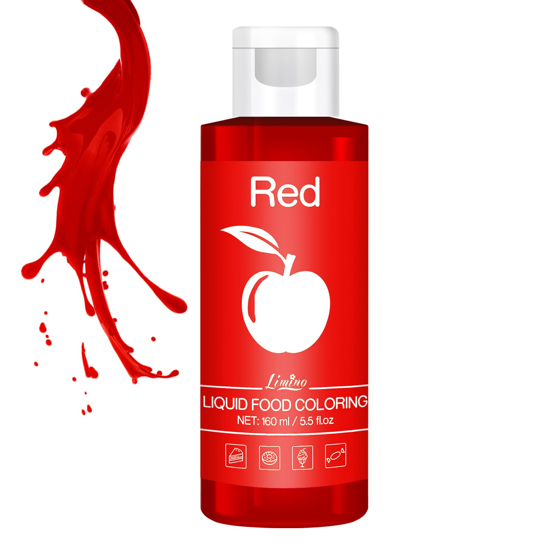 Colorante Alimentario Rojo 160ml - Líquido Insípido para Pastel, Hornear, Fondant y Macarron