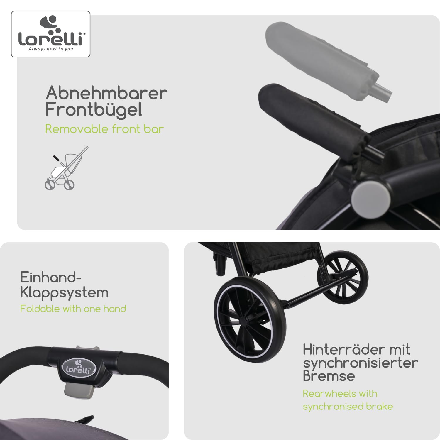 Lorelli Kinderwagen Fresh, Sport Buggy klein zusammenklappbar, nur 5,9kg, kompakter Sportsitz bis 22kg, Baby Reisebuggy, Einhand-Klappsystem, grau