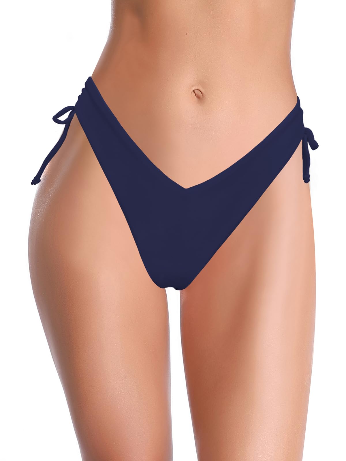 SHEKINI Parte inferior de bikini para mujer, parte inferior de traje de baño brasileño, corte alto, tanga con lazo lateral, parte inferior de traje de baño