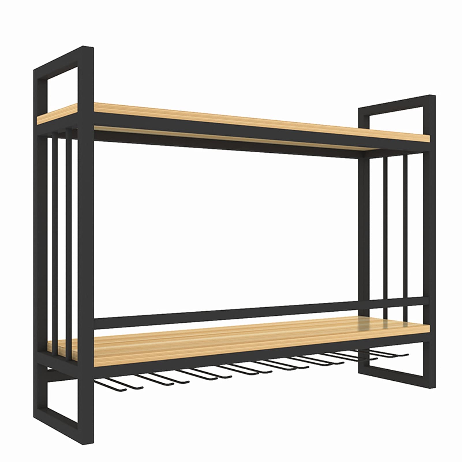 Meuble Casier à Vin Mural JATIBOSH Métal et Bois Étagère Flottante 60cm