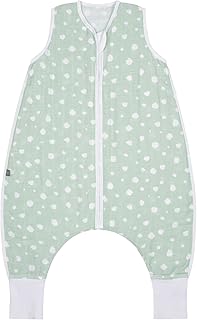 emma & noah Premium Baby Schlafsack mit Füßen Sommer, Bequem & Atmungsaktiv, 100% Bio-Baumwolle, Oeko-TEX Zertifiziert, Flauschig, Bewegungsfreiheit, 0.5 TOG (Punkte Mint, 90 cm)