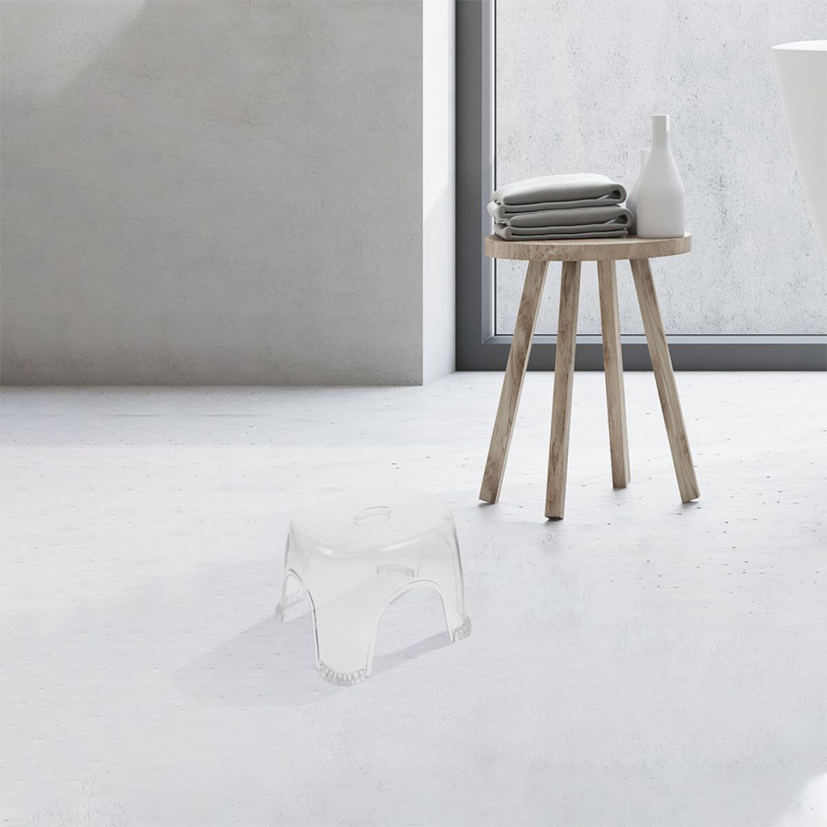 NUOBESTY Transparenter Rutschfester Duschhocker Badezimmer Fußstütze Ergonomisch Stabil für Rasur und Baden Geeignet