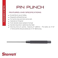 Vista 2 de Starrett Perforadora extralarga con agarre moleteado para introducir pasadores dentro o fuera de una pieza de trabajo, acero endurecido y templado