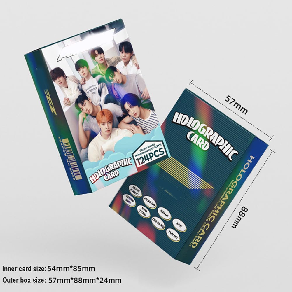 Cartes Photo ATEEZ - Lot De 124 Cartes (60 Cartes + 64 Autocollants) - Fan Merch, Collection, Décoration - 12