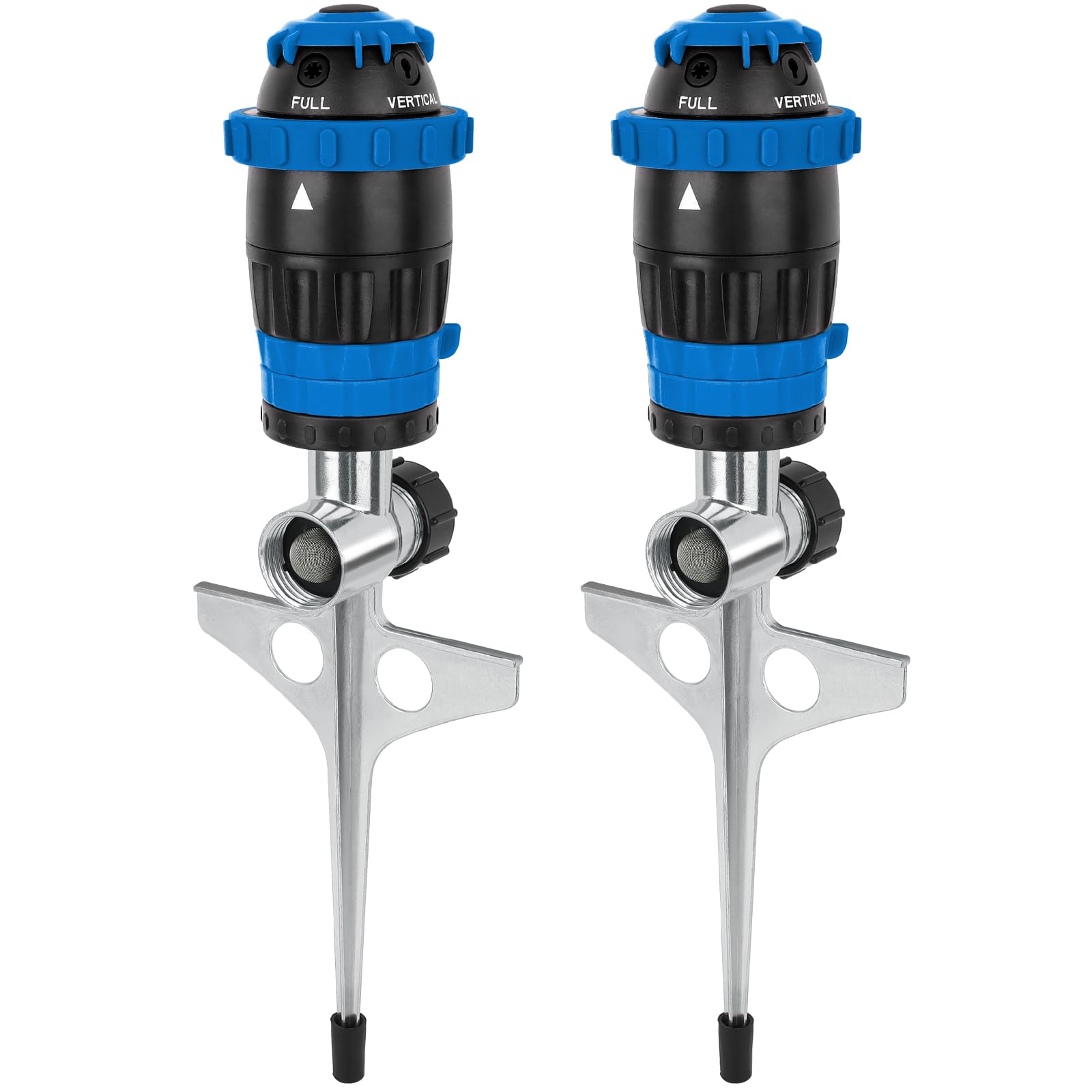 Photo 1 of [2 Pack] RESTMO Gear Drive Sprinkler with Metal Spike Base, 5-Pattern Heavy Duty Gardening Watering System, Multi-Adjustable Lawn Sprinkle for Garden Plant, Flower Bed and Large Yard Area, Blue