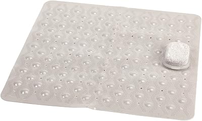 Nonslip Square Shower Mat with Pumice Stone