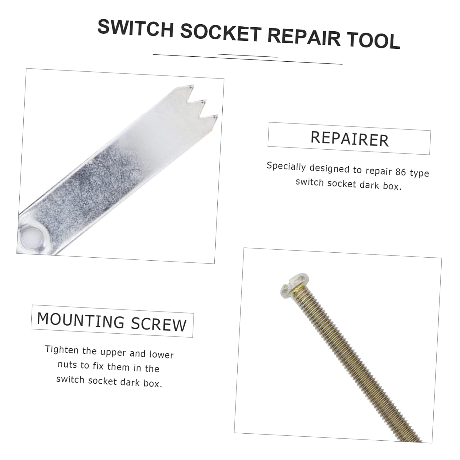 Veemoon 40pcs Type Socket Repairer Kits Screws for Electrical Box Repair Galvanized Construction Easy Installation for Damaged Socket Bottom Boxes