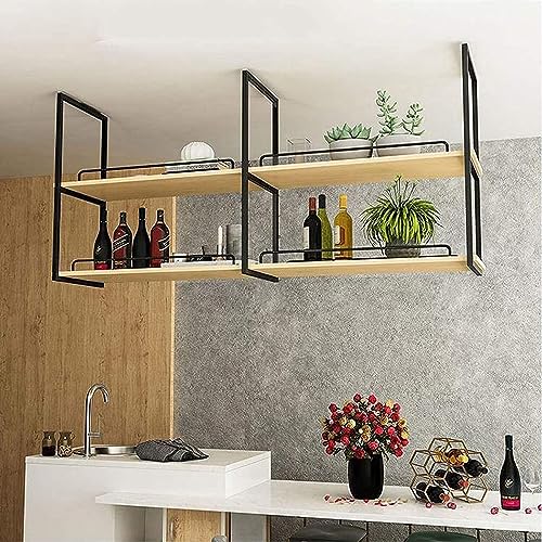 Étagère à vin suspendue de plafond 100cm avec support verres - 4