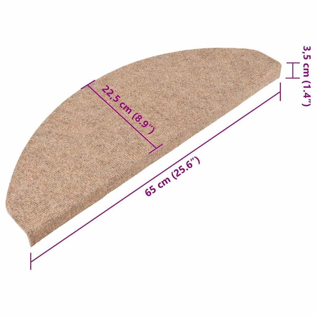 Alfombrillas autoadhesivas para escalones, 15 unidades, fieltro punzonado, 65 x 22,5 x 3,5 cm, con tiras adhesivas para peldaños de madera, antideslizantes y amortiguadoras de sonido