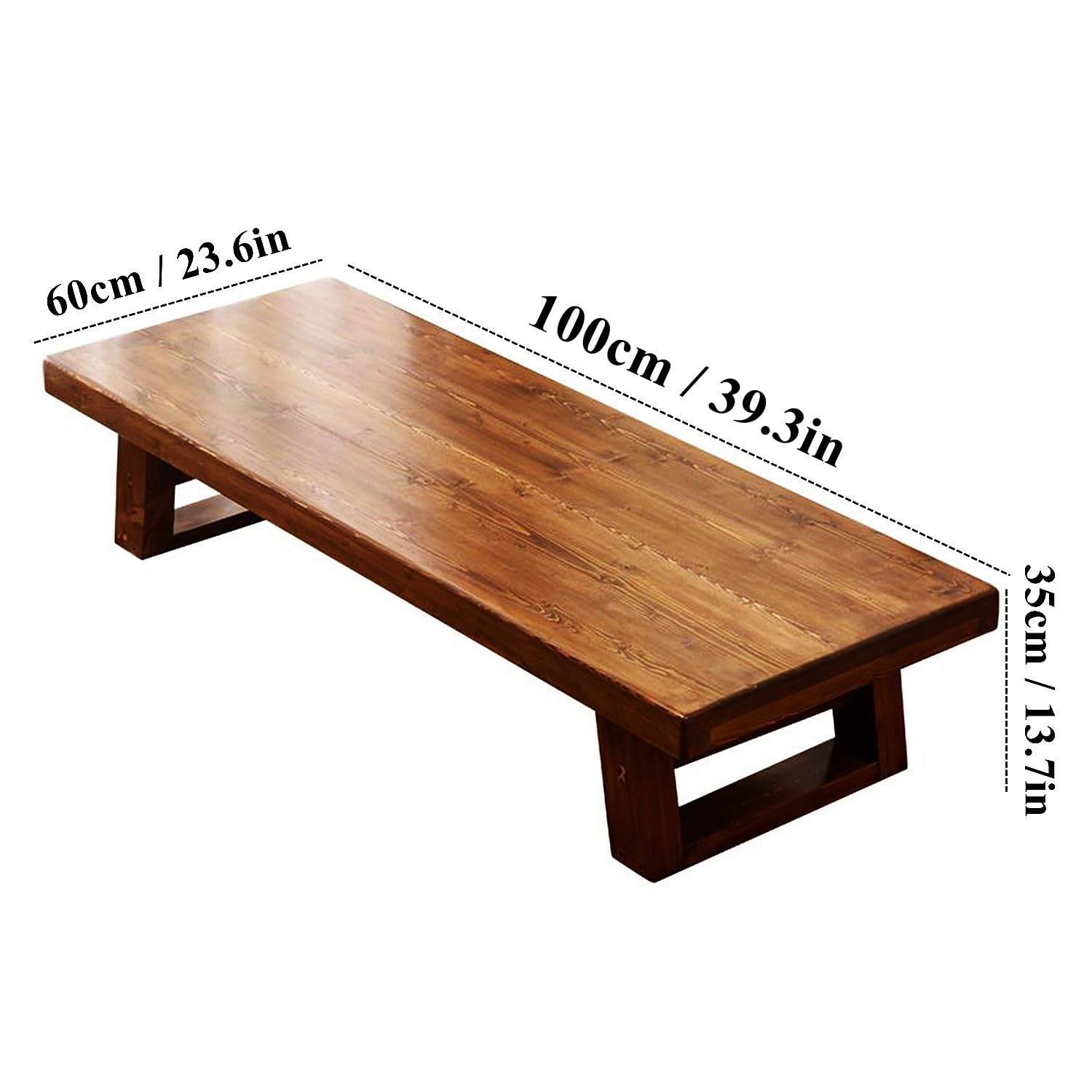 Tavolino da caffè in Legno, Tavolo da Pavimento Giapponese, Tavolo Basso da Altare per la Meditazione, Tavolo da tè Tatami per sedersi sul Pavimento, mobili Decorativi, 100x60x35 cm