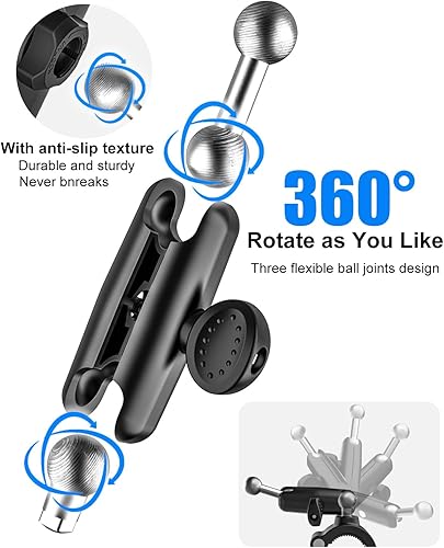 Miniatura 7 de Soporte para tableta de bicicleta, abrazadera para manillar, brazo de metal antivibración, soporte universal para iPad para cinta de correr,