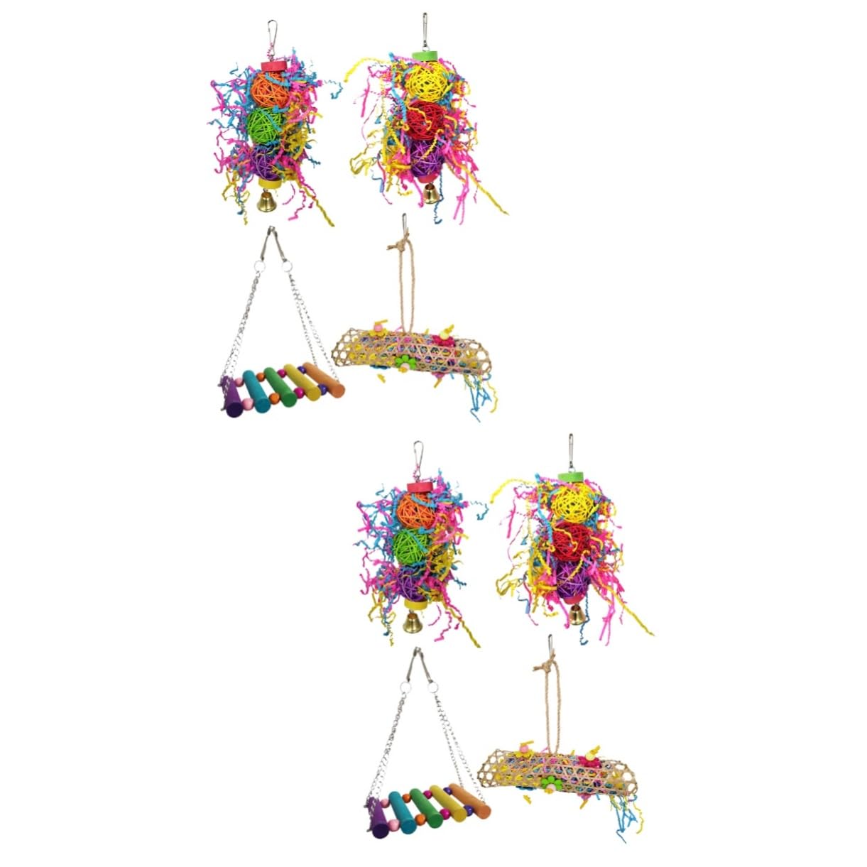 Yardwe Lot de 2 Jouets Suspendus pour Oiseaux Balançoire pour Perroquet Jouet à Mâcher pour Calopsittes Et Petits Oiseaux 4 Pièces