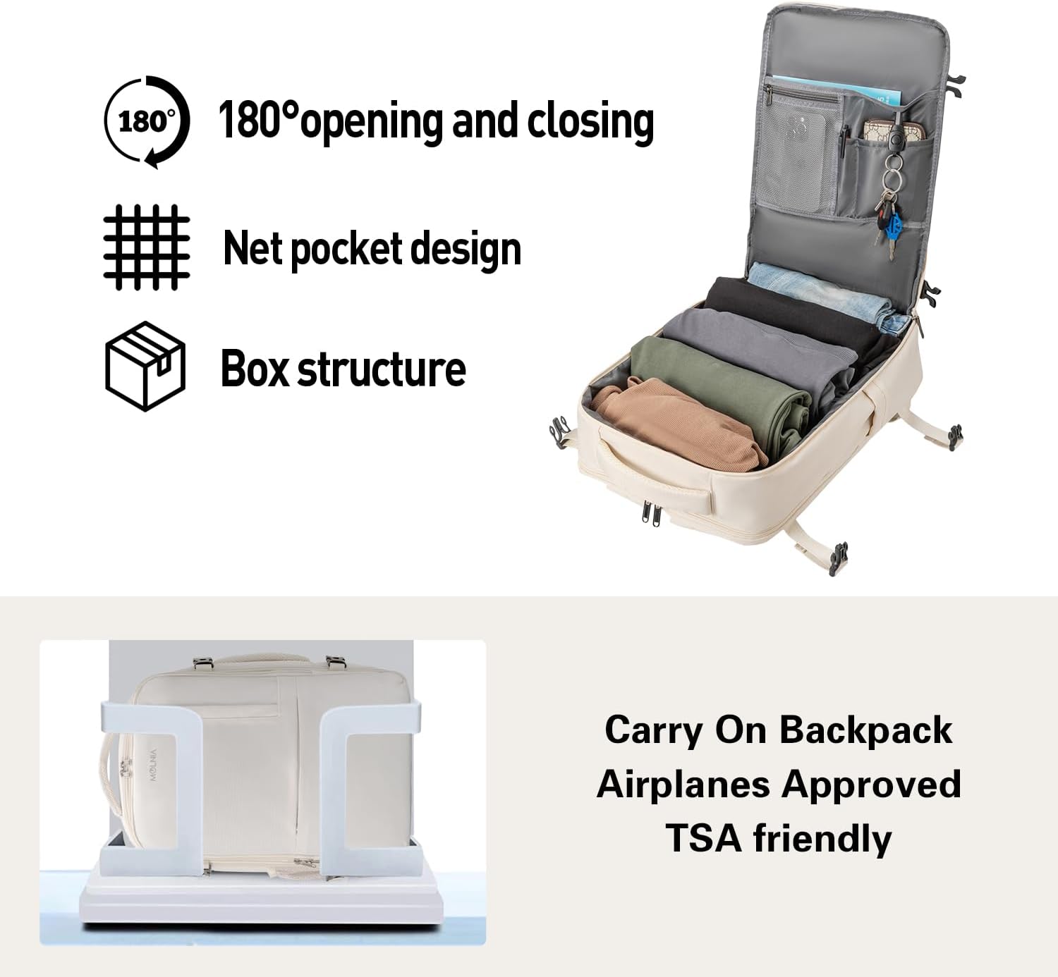 MOLNIA Travel Backpack, 17.3 Inch Large Laptop Backpack Carry On Backpack Waterproof, as Personal Item Flight Approved College Backpack Convertible Backpack for Men & Women… - Image 4