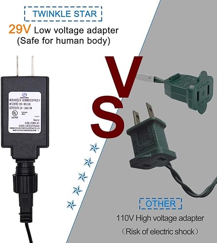 Miniatura 7 de Twinkle Star Guirnalda de 300 luces LED de Navidad, 99 pies, con adaptador seguro para interiores y exteriores, hogar, jardín, fiesta, decoración de
