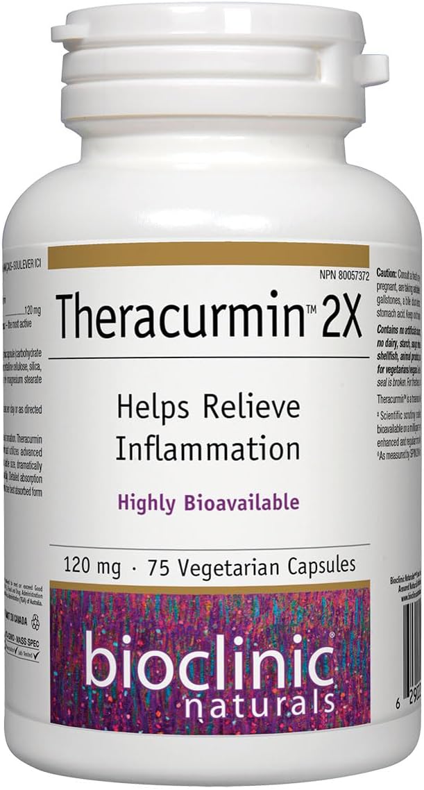 BioClinic Naturals Theracurmin 2X Highly Bioavailable 120 mg, 75 Vegetarian Capsules