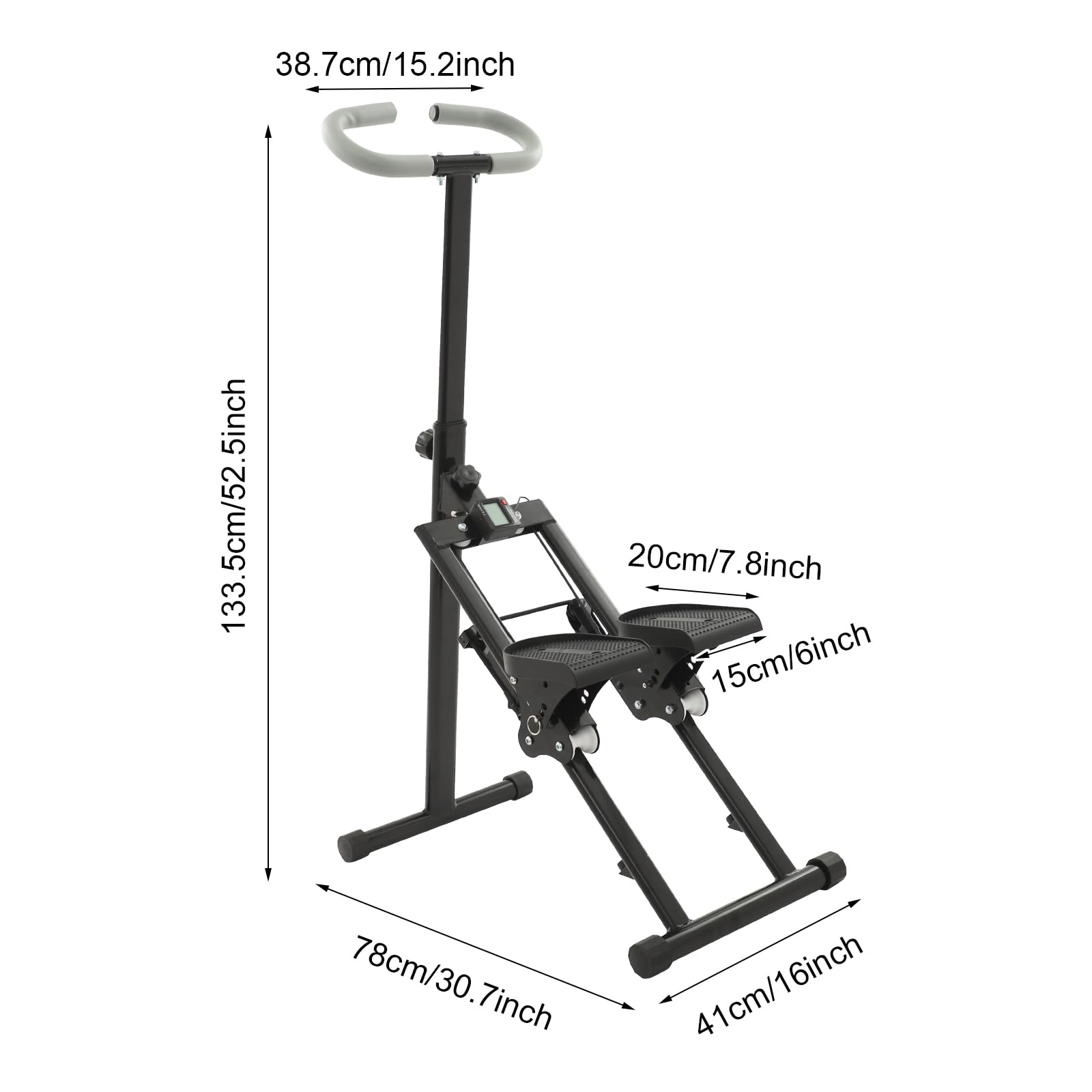 Stair Stepper - Attrezzatura per il fitness, per la casa, pieghevole, portata di 100 kg, 3 livelli, pedali e display regolabili, ideale per l'allenamento di tutto il corpo