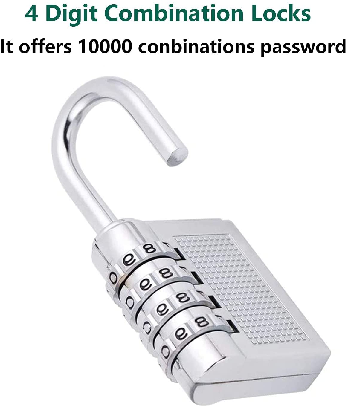 SYGA 4 Digit Combination Padlock, Security Padlock, Luggage Travel Locks, Code Lock with Alloy Body for Travel Suitcases Luggage Bag Case Locker, School Gym, Bike Lock - Silver, Pack of 2 1