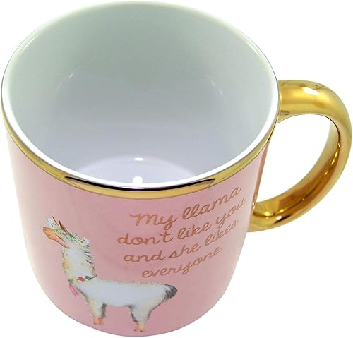 Miniatura 3 de Pink and Gold My Llama Don't Like You - Taza de café de cerámica, 22 onzas