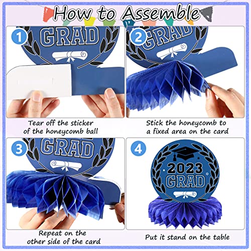 9 Pieces 2023 Graduation Party Table Decorations Class Of 2023 Congrats Graduation Centerpieces For Tables Congratulate Honeycomb Centerpiece Table Topper For Grad Party Favor Supplies (Blue) #TOP3