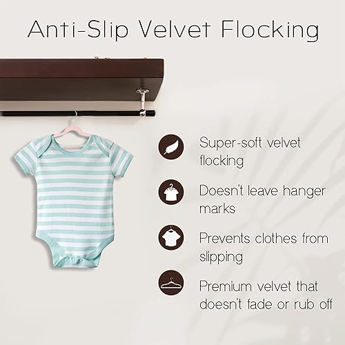 Miniatura 2 de Perchas de terciopelo de alta calidad con 70 perchas antideslizantes de terciopelo para bebés, perchas de ropa de terciopelo que ahorran espacio,