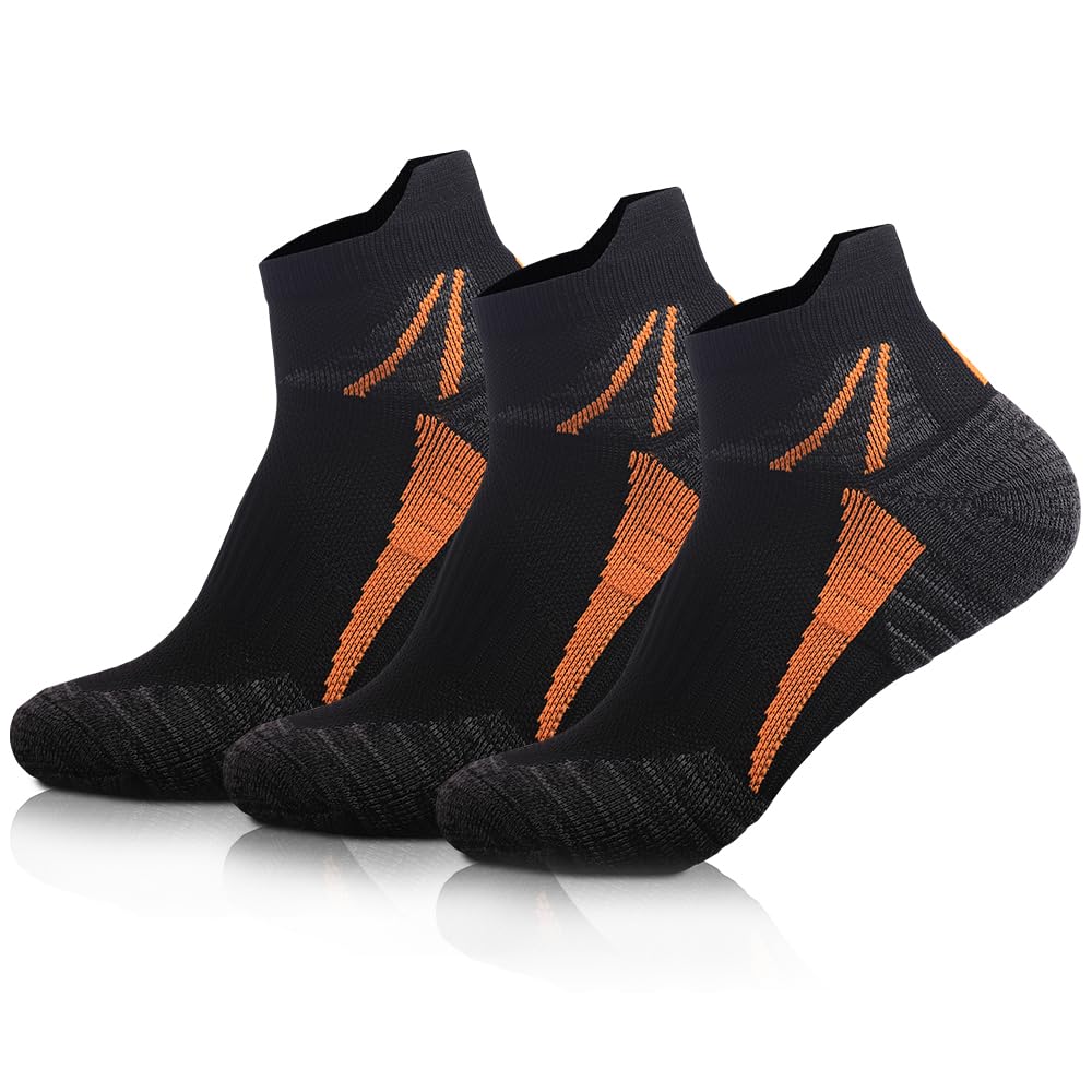 VFAMAN Running Socks for Women, Anti-Blister & Sweat-Wicking, Trainer, Light Weight, Athletic,Size UK 4-7 (3 Pairs,Black, UK4-7)
