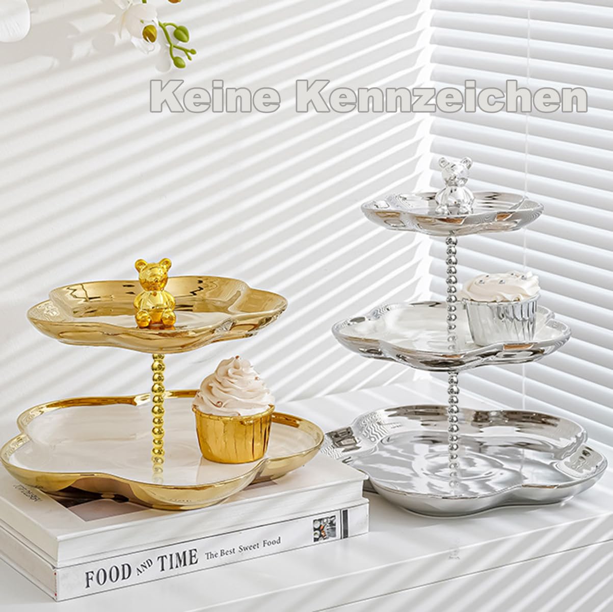 Unyqoos ® Elegante Draaibare Zwarte Metalen Etagère Met Drie Etages Voor Feestelijke Presentaties