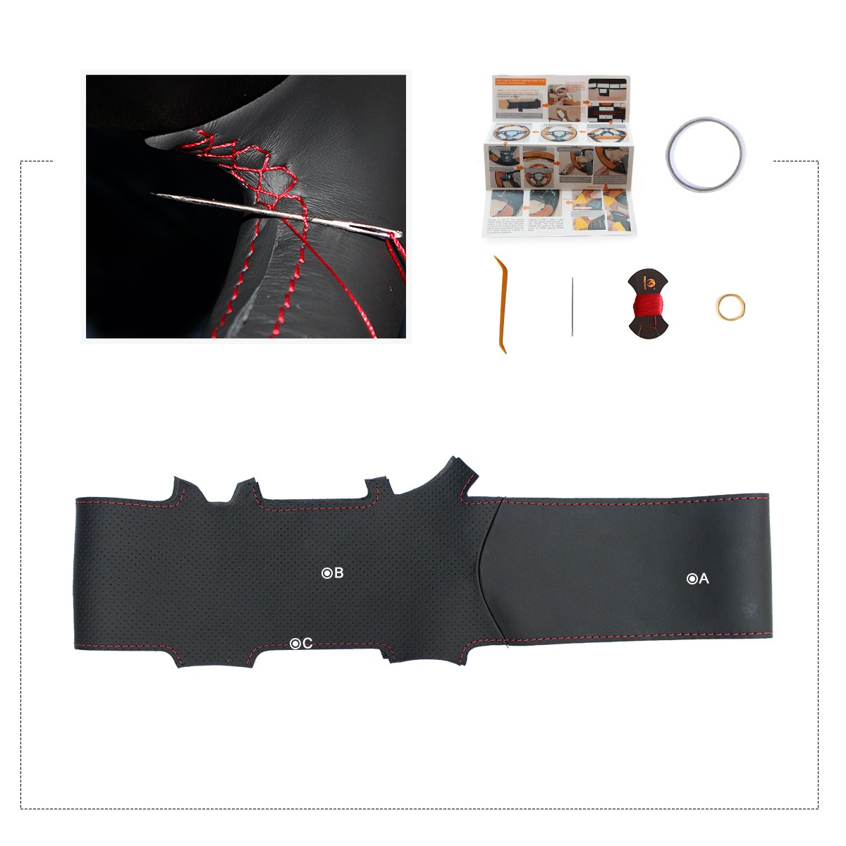 MEWANT Funda de Volante para Coser Volante Mercedes Benz W164 M ML350 ML500 | volante / Mercedes Benz W164 M ML350 ML500 2005-2006 / X164 GL GL450 2006-2009 / W164 M (no apta / caoba) (sin bultos)