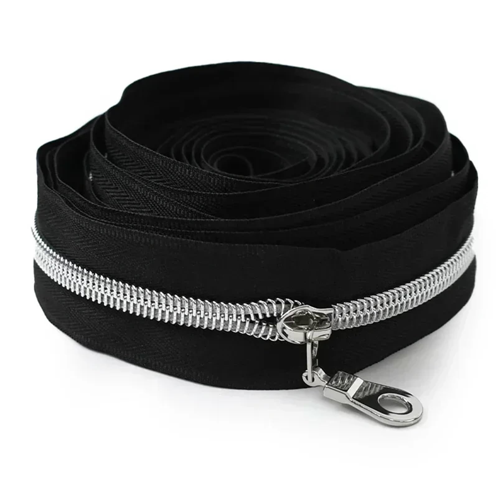 Two Way Zipper 1-5M 5# Nylon Zippers Tape with Zipper Puller Sewing Bag Clothing Zips Head Shoes Jacket Zip DIY Tailor Accessories(KY377ZT179-Silver,1MZip1PcSlider)