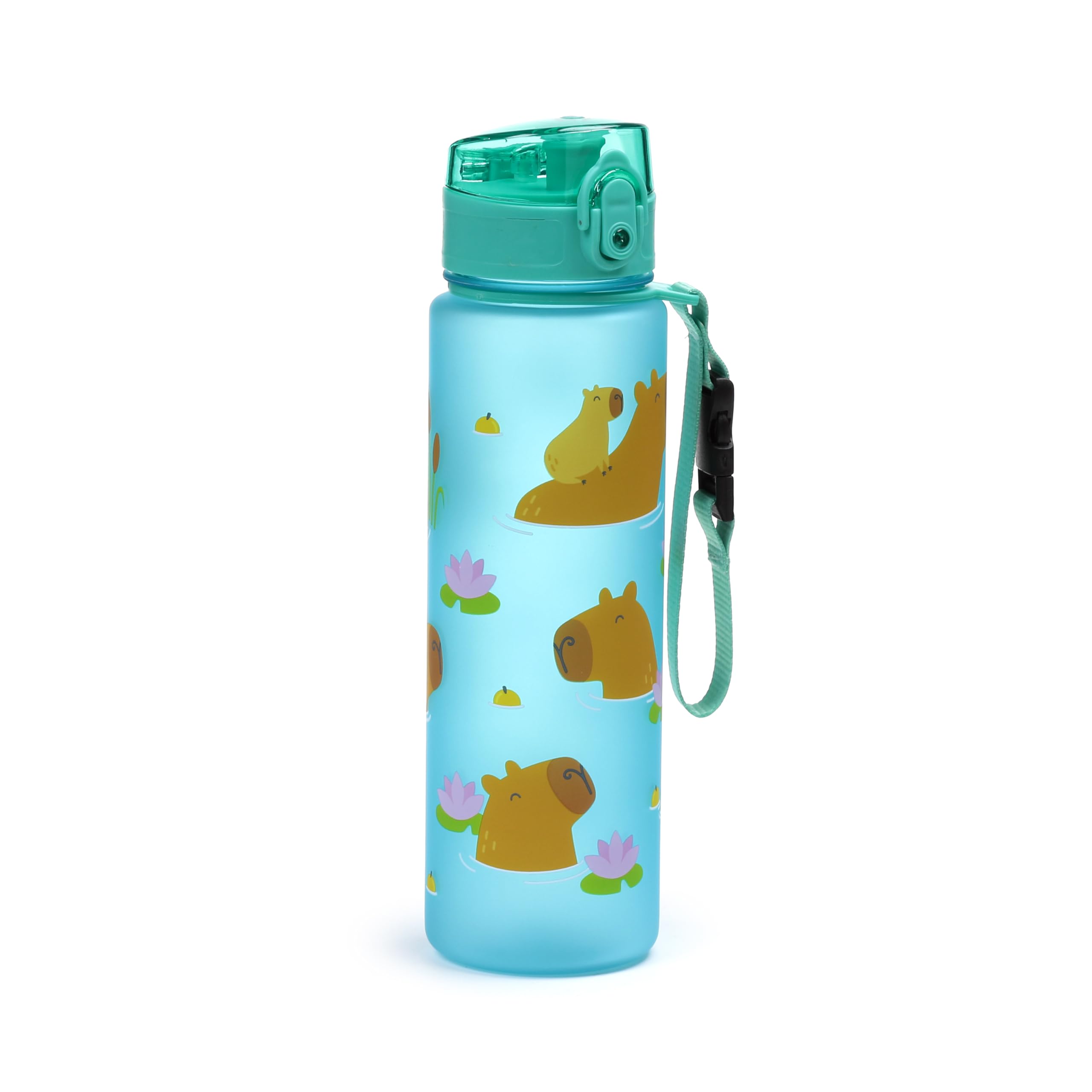 Puckator Capybara Pop Top 600Ml Shatterproof Bottle, Blue Bot353