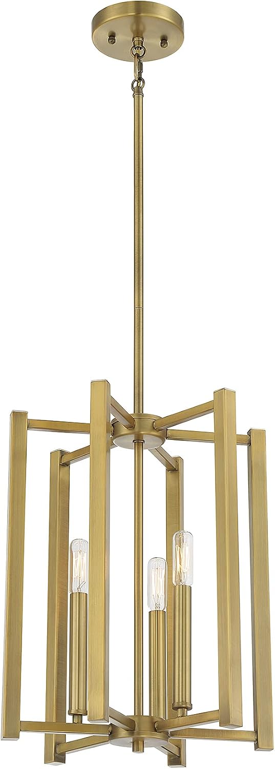 Savoy House 3-7700-3-322 Benson Modern Pendant, 3-Light 180 Total Watts, 17" H x 13" W, Warm Brass