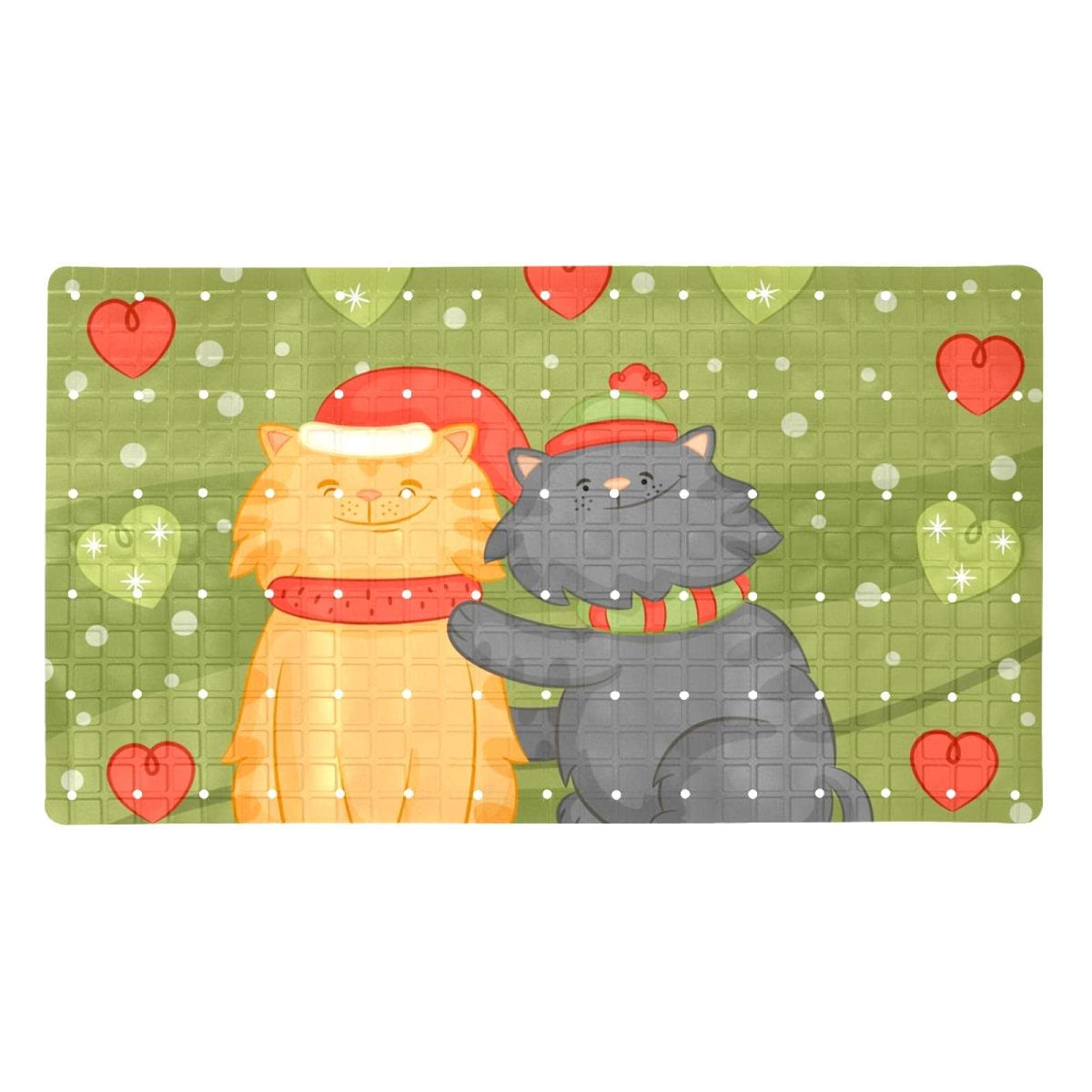 Tapis de douche antidérapant à ventouses et drainage efficace chaton