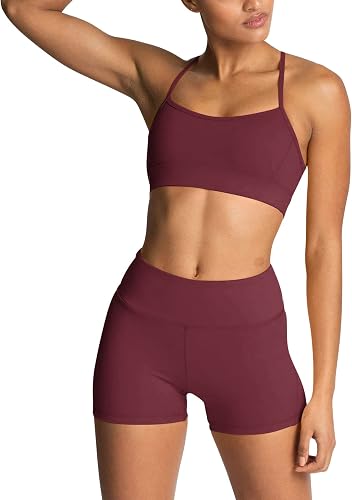 IWEMEK Workout Sets for Women 2 Piece Adjustable Cross Back Sport with High Wais