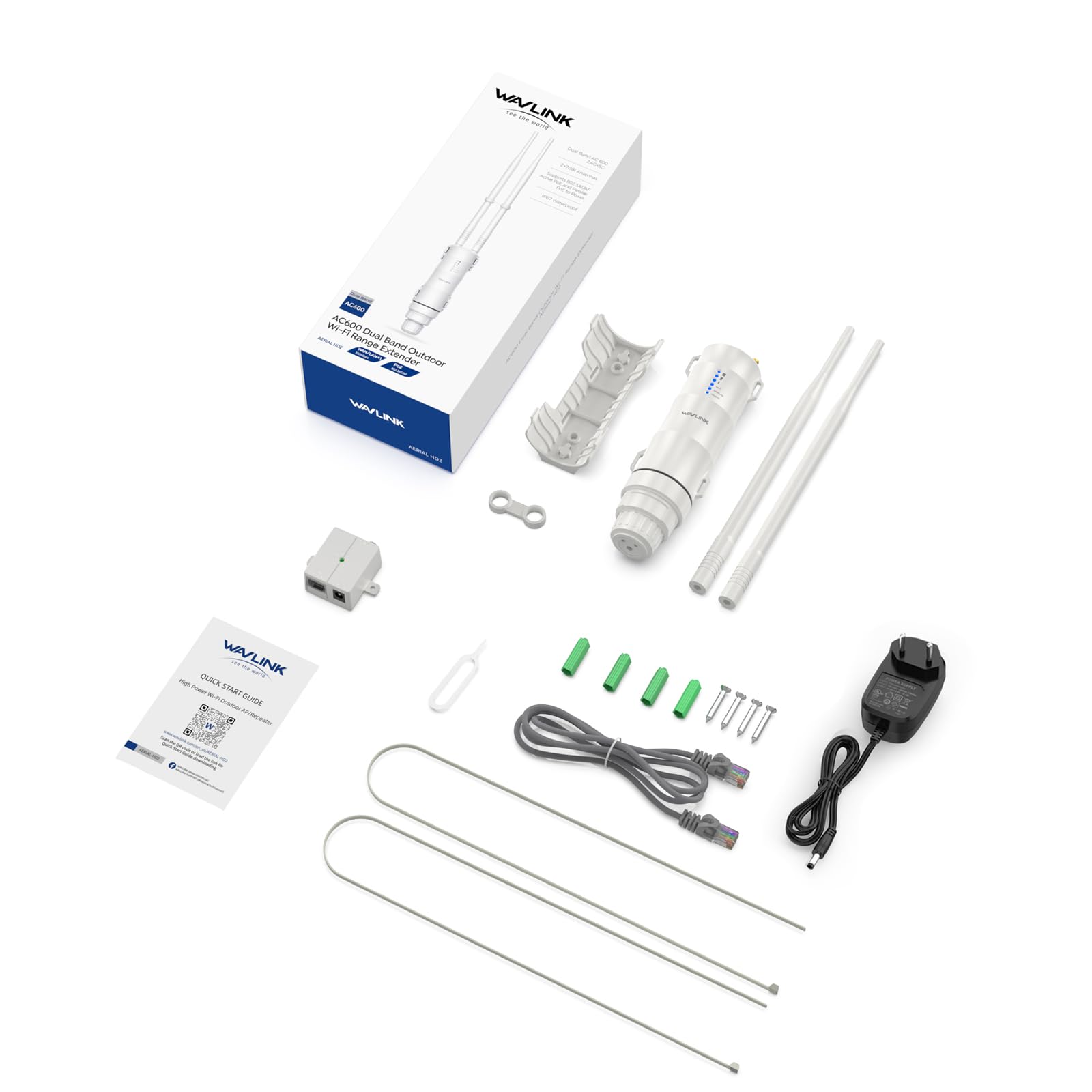 WAVLINK AC600 Outdoor WLAN Repeater, wetterfester Dual Band WLAN Verstärker Outdoor Access Point PoE für Garten/Bauernhof/Indoor, Repeater/AP/Router Modus, Passive&Active PoE, 100Mbit/s WAN/LAN