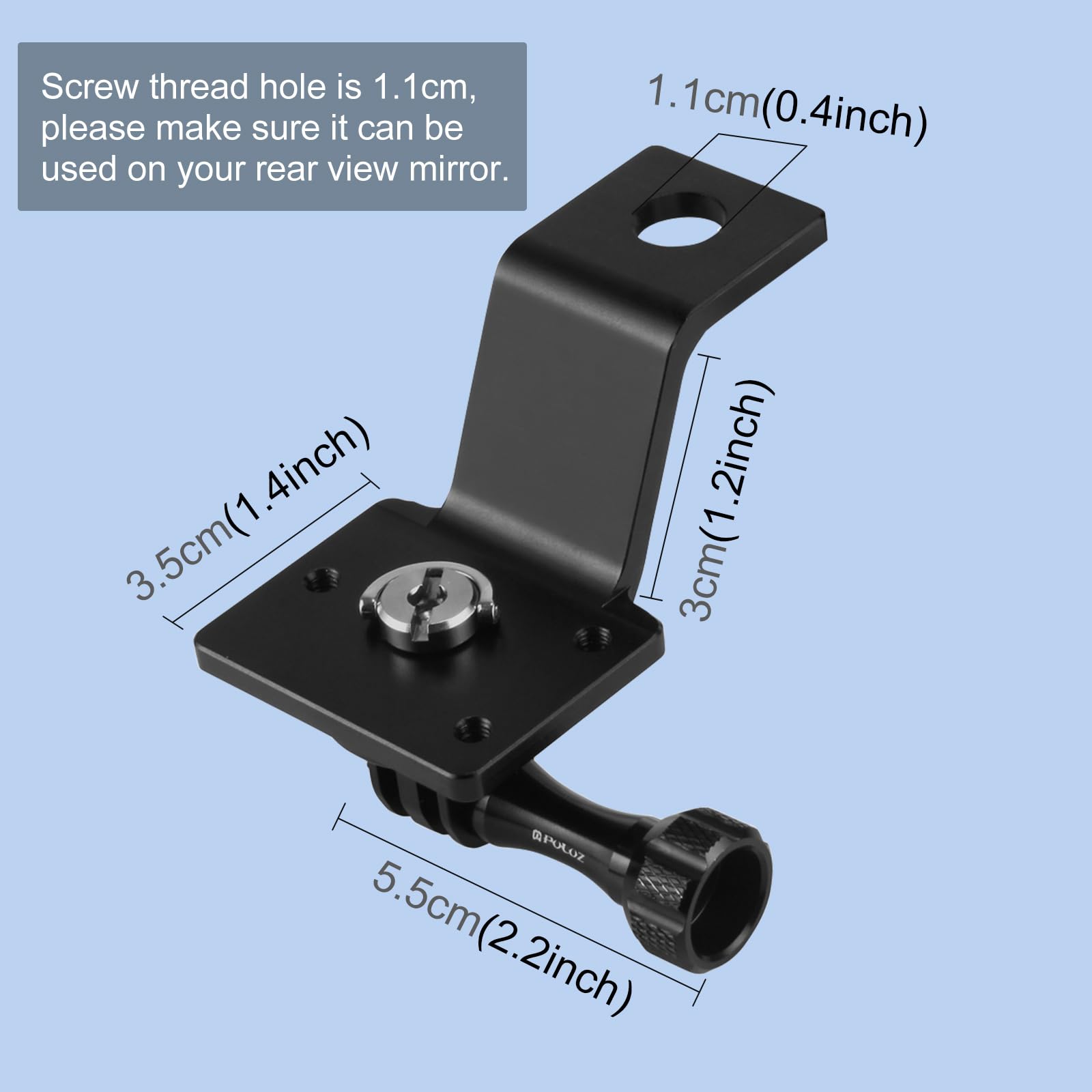 PULUZ Support De Rétroviseur Pour Moto – Compatible GoPro Hero 13/12/11/10, Insta360, DJI, Pince Pour Rétroviseur 10 Mm, Aluminium