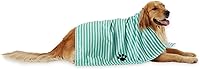 Bone Dry X-Large Microfiber Pet Grooming Towel 41x23.5" Absorbent Fast-Drying Dog Cat Bath Towel Striped Aqua