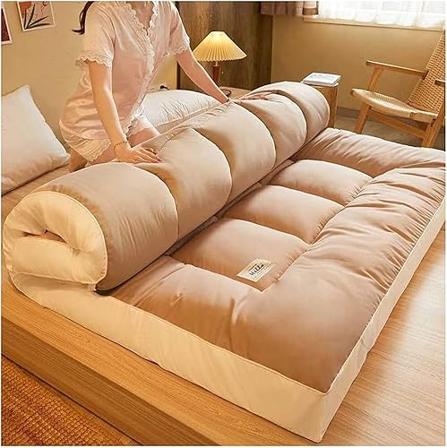 DOOGL colchón de futón de suelo japonés, tatami estera portátil para acampar, colchón de dormir para niños, plegable para el suelo con protector de